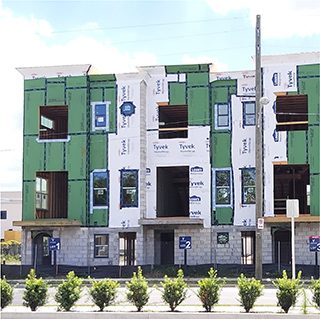 a multifamily townhome under construction